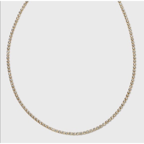 SUGARFIX by BaubleBar Gold Crystal Baguette Collar Necklace - New - Picture 1 of 5